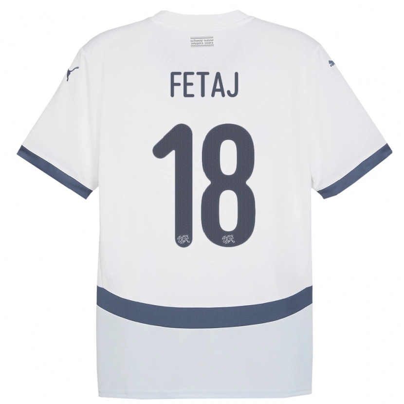 Danxen Mujer Camiseta Suiza Sarjon Fetaj #18 Blanco 2ª Equipación 24-26 La Camisa México