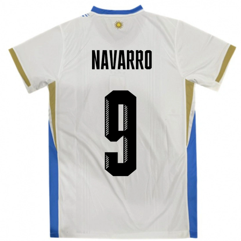Danxen Mujer Camiseta Uruguay Lautaro Navarro #9 Blanco Azul 2ª Equipación 24-26 La Camisa México