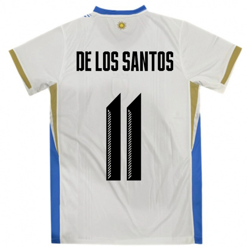 Danxen Mujer Camiseta Uruguay Juan Cruz De Los Santos #11 Blanco Azul 2ª Equipación 24-26 La Camisa México