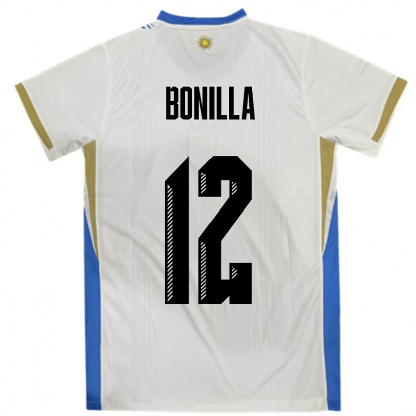 Danxen Mujer Camiseta Uruguay Federico Bonilla #12 Blanco Azul 2ª Equipación 24-26 La Camisa México