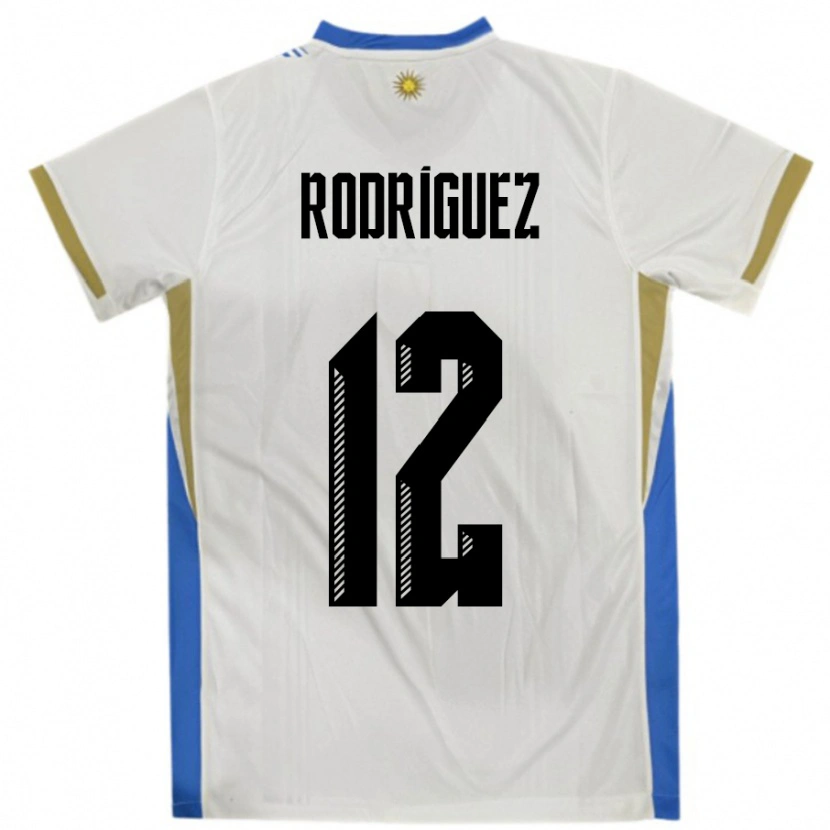Danxen Mujer Camiseta Uruguay Randall Rodriguez #12 Blanco Azul 2ª Equipación 24-26 La Camisa México
