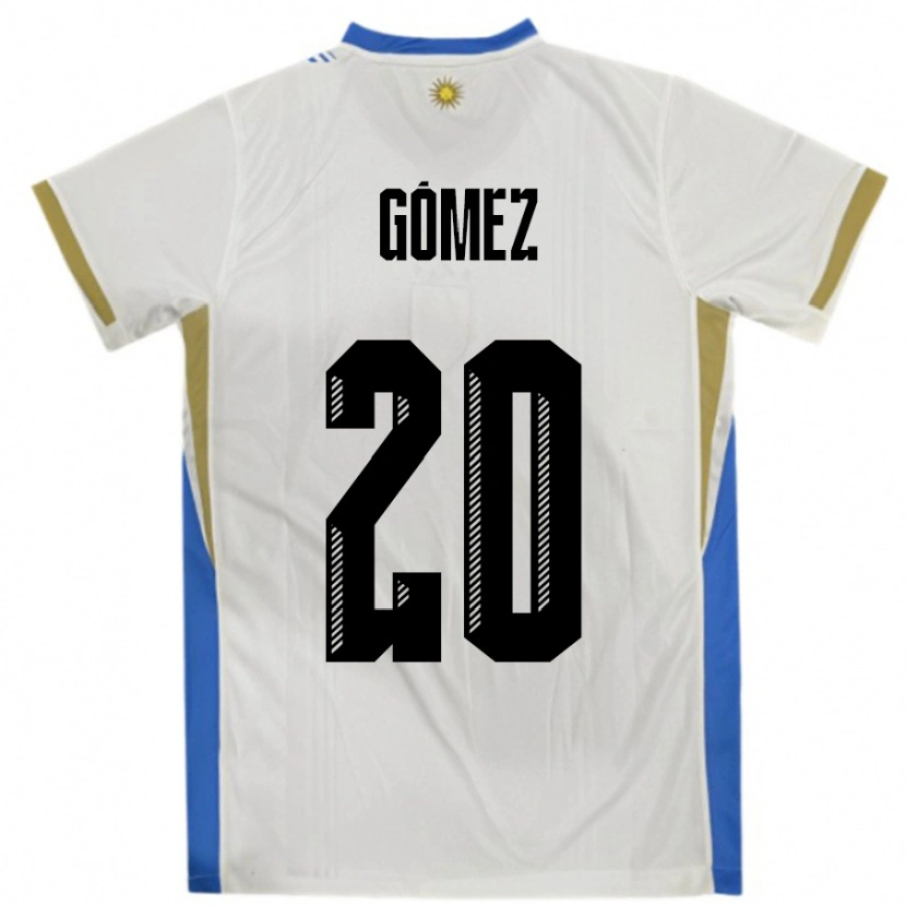 Danxen Mujer Camiseta Uruguay Luciana Gomez #20 Blanco Azul 2ª Equipación 24-26 La Camisa México