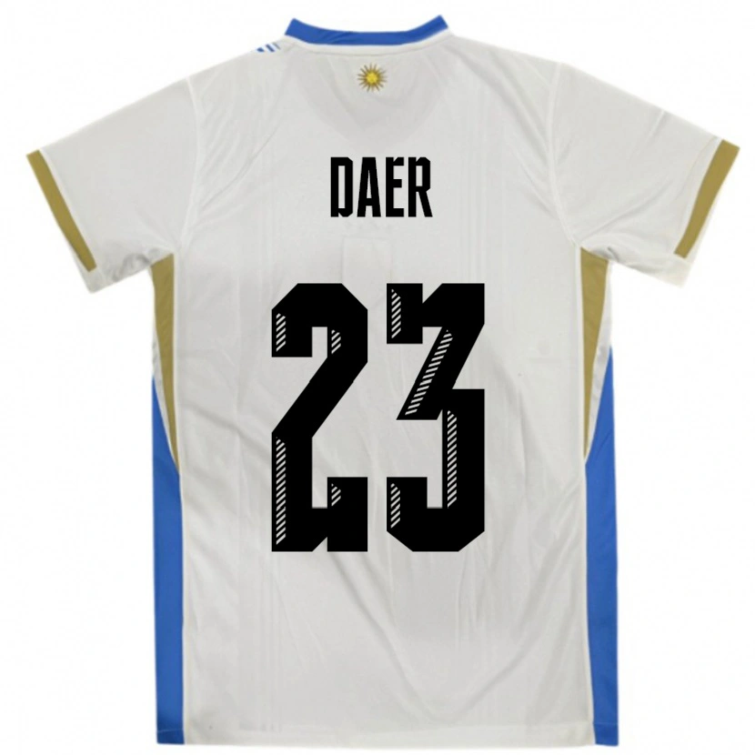 Danxen Mujer Camiseta Uruguay Zulma Daer #23 Blanco Azul 2ª Equipación 24-26 La Camisa México