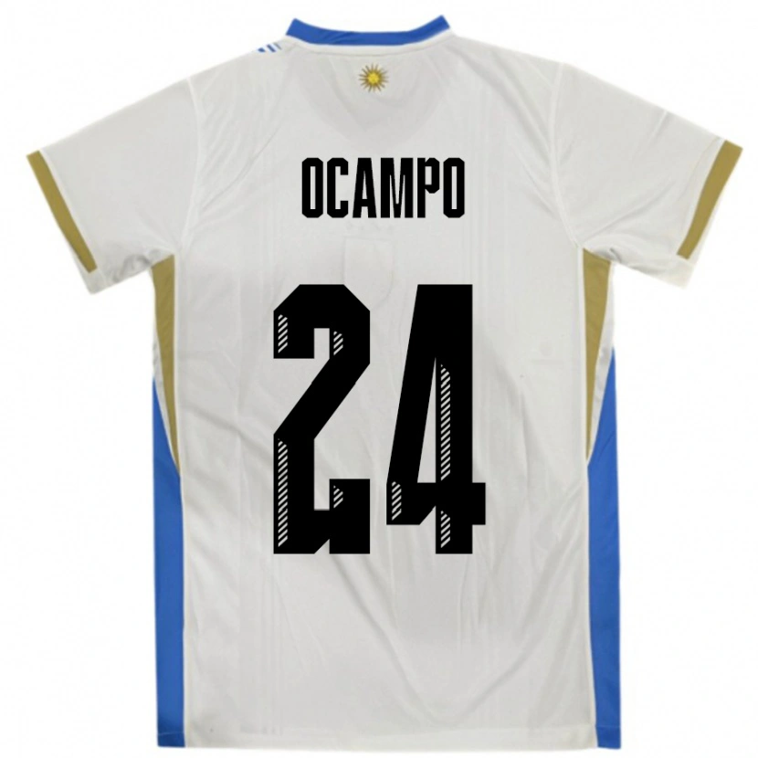 Danxen Mujer Camiseta Uruguay Brian Ocampo #24 Blanco Azul 2ª Equipación 24-26 La Camisa México