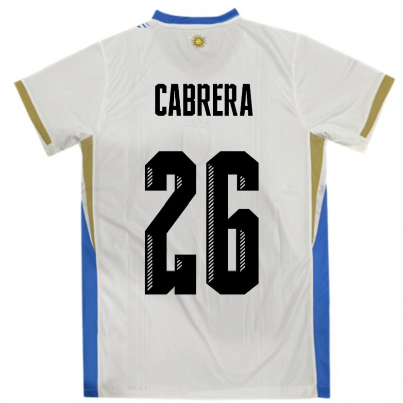Danxen Mujer Camiseta Uruguay Leandro Cabrera #26 Blanco Azul 2ª Equipación 24-26 La Camisa México