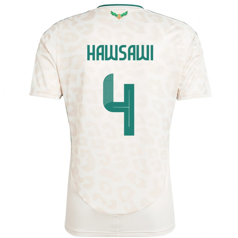 Danxen Mujer Camiseta Arabia Saudita Mohammed Hawsawi #4 Blanco 2ª Equipación 24-26 La Camisa México