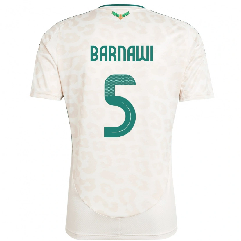 Danxen Mujer Camiseta Arabia Saudita Mohammed Barnawi #5 Blanco 2ª Equipación 24-26 La Camisa México