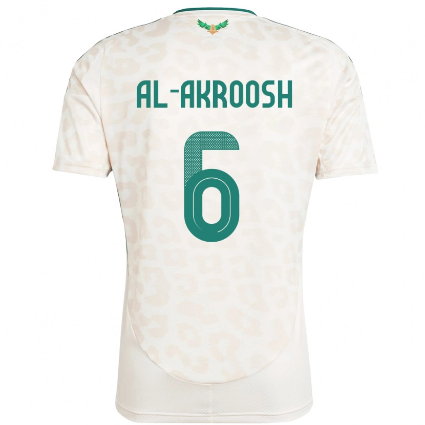 Danxen Mujer Camiseta Arabia Saudita Hassan Al-Akroosh #6 Blanco 2ª Equipación 24-26 La Camisa México