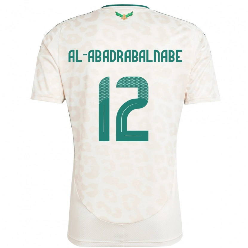 Danxen Mujer Camiseta Arabia Saudita Ahmed Musallam Al-Abadrabalnabe #12 Blanco 2ª Equipación 24-26 La Camisa México