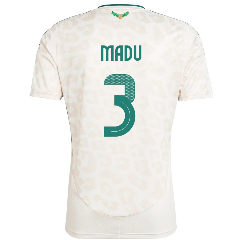 Danxen Mujer Camiseta Arabia Saudita Abdullah Madu #3 Blanco 2ª Equipación 24-26 La Camisa México