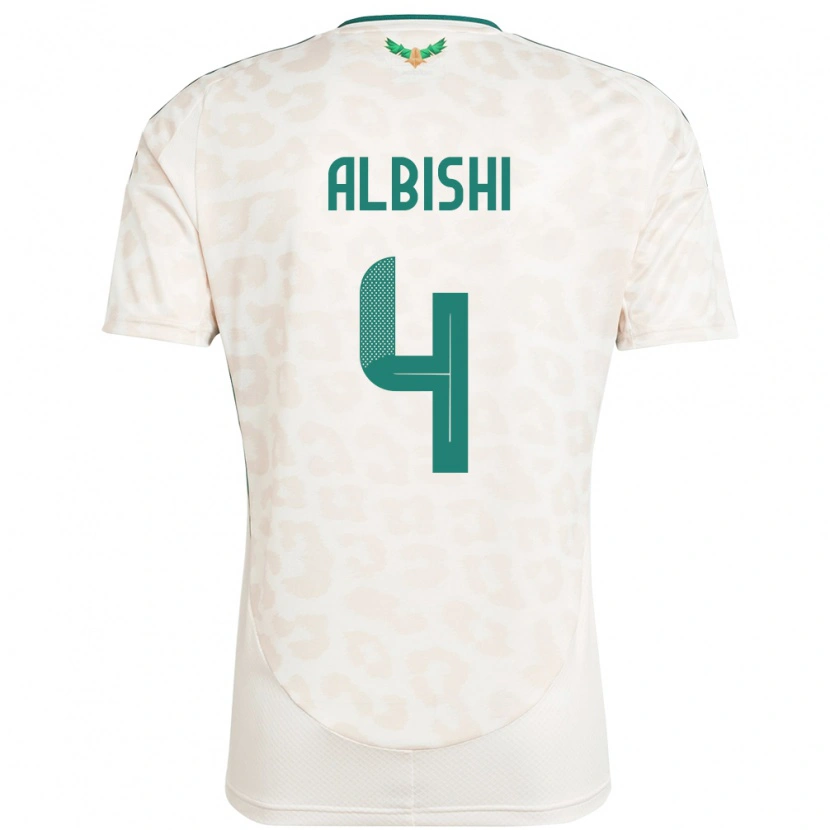 Danxen Mujer Camiseta Arabia Saudita Abdullah Albishi #4 Blanco 2ª Equipación 24-26 La Camisa México