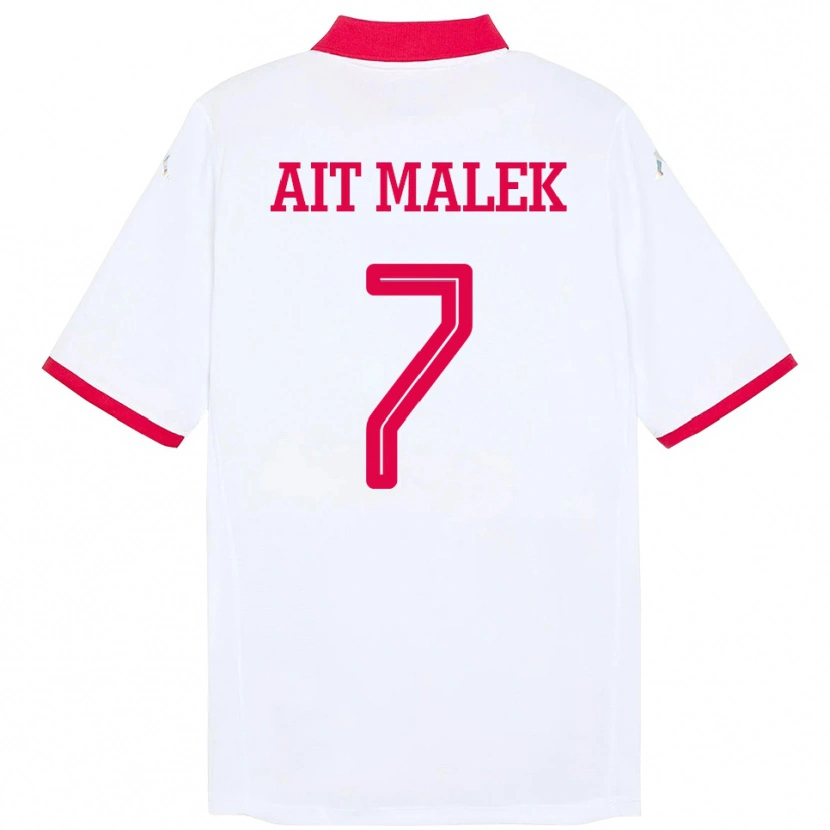 Danxen Mujer Camiseta Túnez Bilel Aït Malek #7 Blanco 2ª Equipación 24-26 La Camisa México