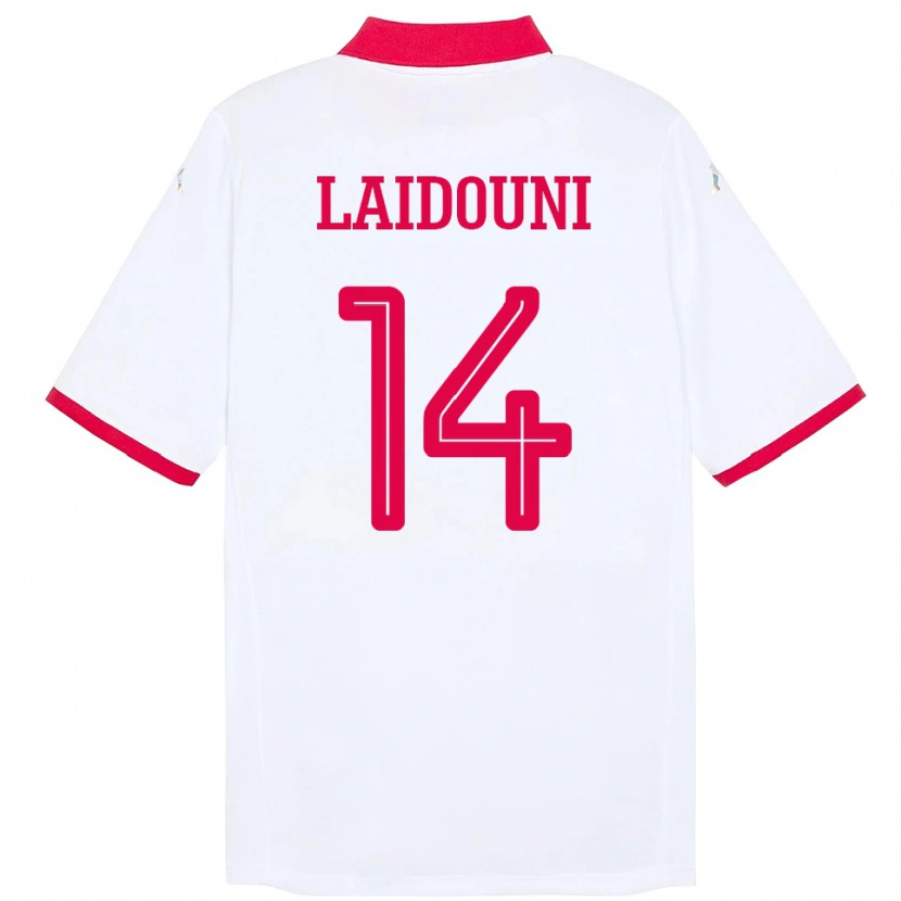 Danxen Mujer Camiseta Túnez Aïssa Laïdouni #14 Blanco 2ª Equipación 24-26 La Camisa México