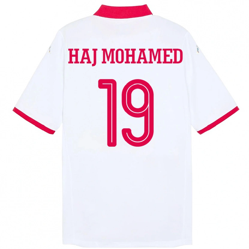 Danxen Mujer Camiseta Túnez Anas Haj Mohamed #19 Blanco 2ª Equipación 24-26 La Camisa México