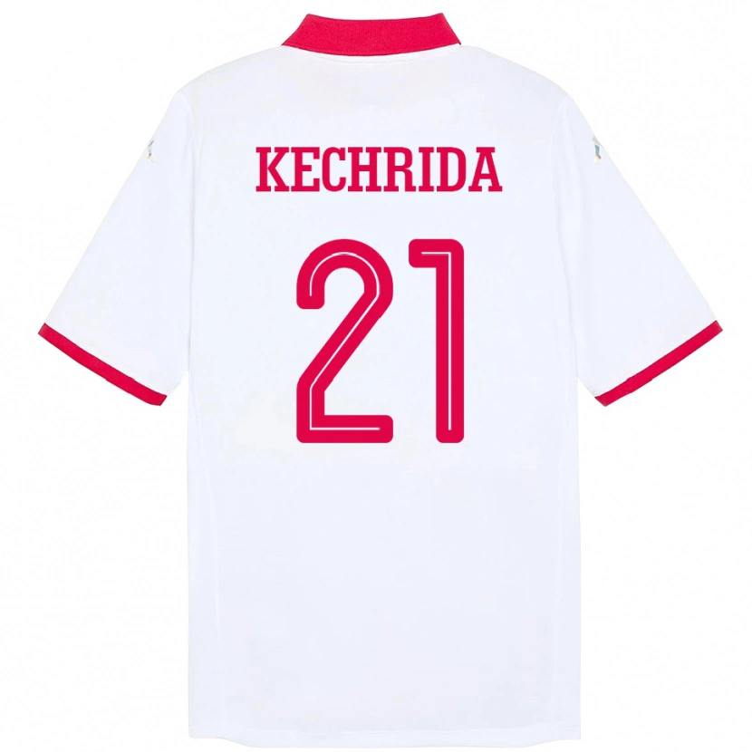 Danxen Mujer Camiseta Túnez Wajdi Kechrida #21 Blanco 2ª Equipación 24-26 La Camisa México