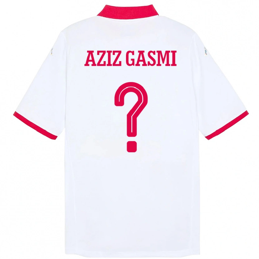 Danxen Mujer Camiseta Túnez Mohamd Aziz Gasmi #0 Blanco 2ª Equipación 24-26 La Camisa México
