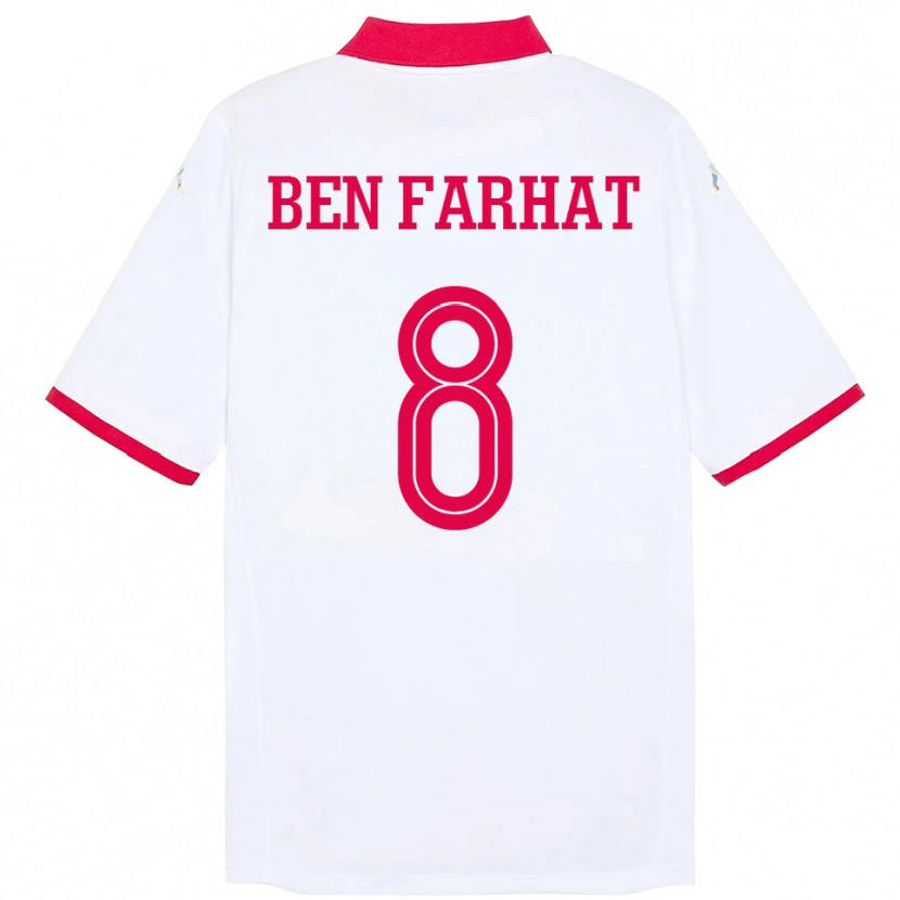Danxen Mujer Camiseta Túnez Louey Ben Farhat #8 Blanco 2ª Equipación 24-26 La Camisa México