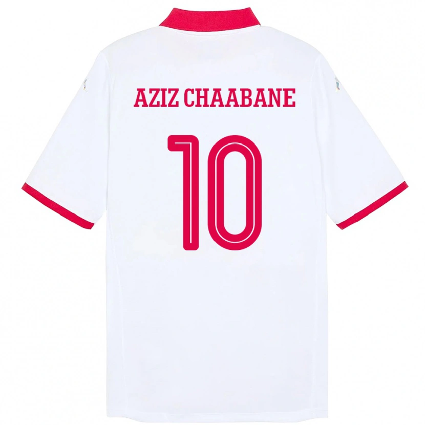 Danxen Mujer Camiseta Túnez Mohamed Aziz Chaabane #10 Blanco 2ª Equipación 24-26 La Camisa México