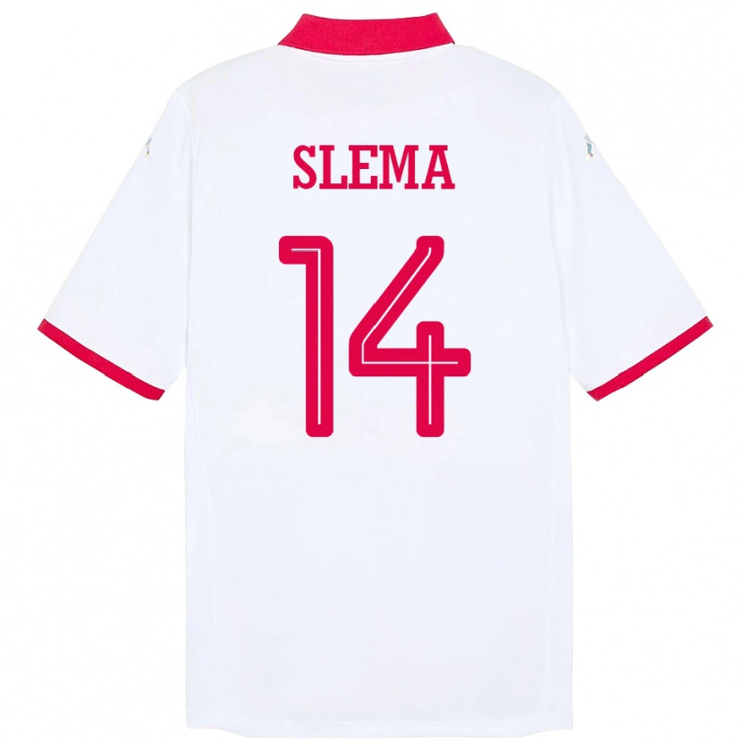Danxen Mujer Camiseta Túnez Mazen Slema #14 Blanco 2ª Equipación 24-26 La Camisa México