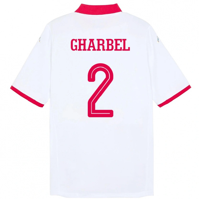 Danxen Mujer Camiseta Túnez Mahmoud Gharbel #2 Blanco 2ª Equipación 24-26 La Camisa México