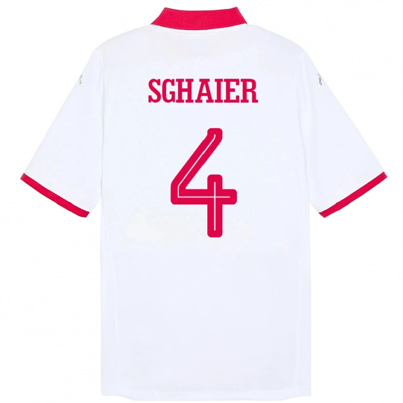 Danxen Mujer Camiseta Túnez Makrem Sghaier #4 Blanco 2ª Equipación 24-26 La Camisa México