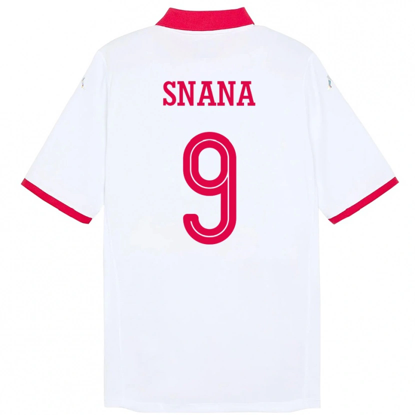 Danxen Mujer Camiseta Túnez Youssef Snana #9 Blanco 2ª Equipación 24-26 La Camisa México