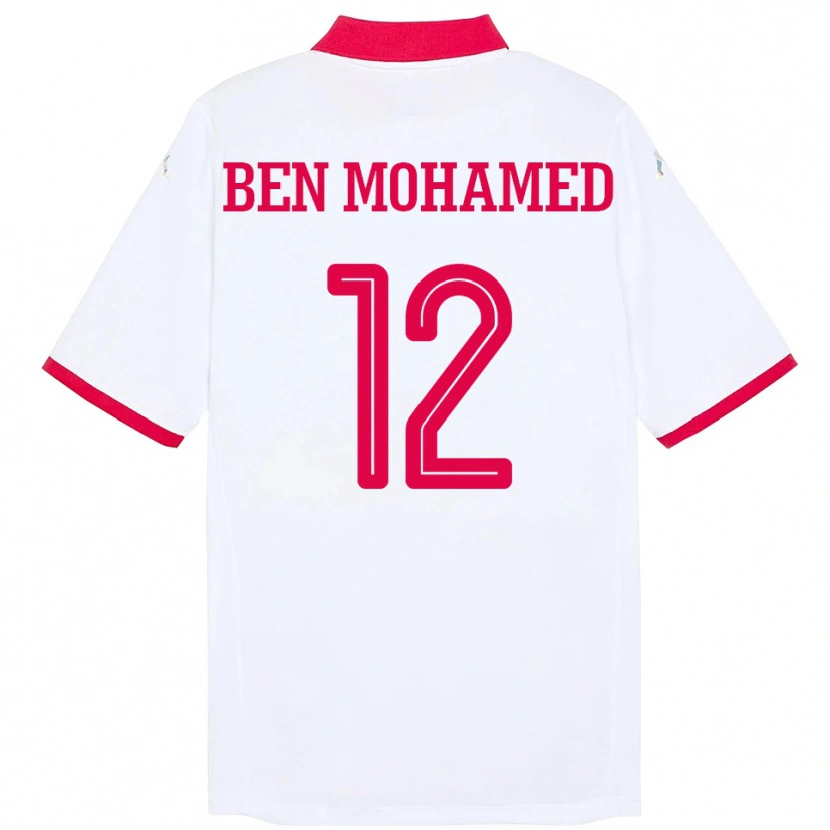 Danxen Mujer Camiseta Túnez Ibtissem Ben Mohamed #12 Blanco 2ª Equipación 24-26 La Camisa México