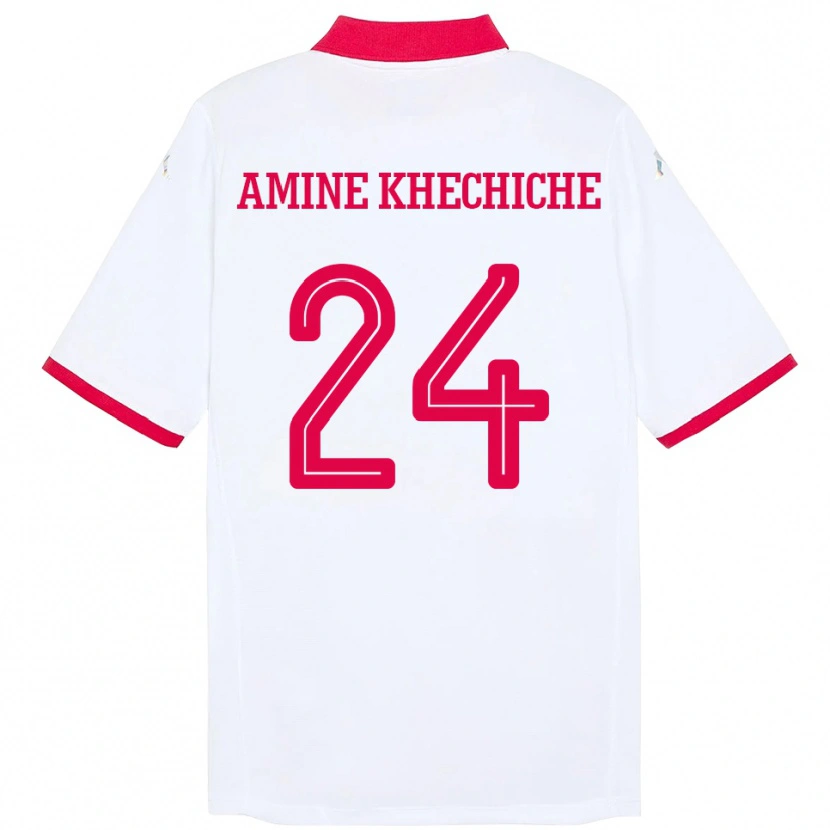 Danxen Mujer Camiseta Túnez Mohamed Amine Khechiche #24 Blanco 2ª Equipación 24-26 La Camisa México