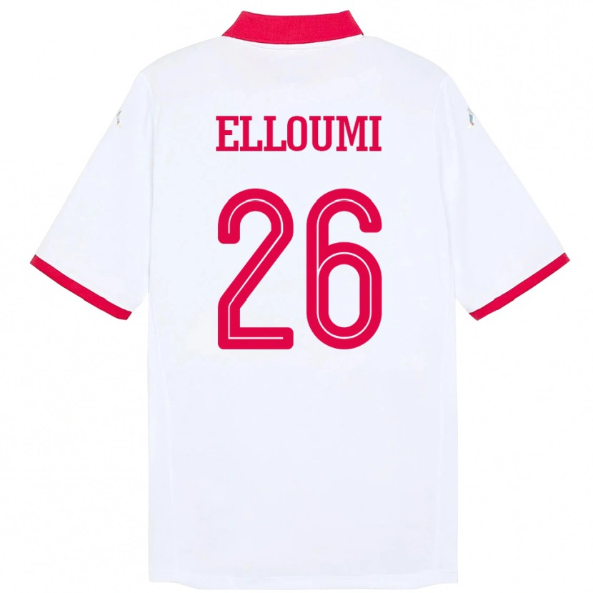 Danxen Mujer Camiseta Túnez Khalil Elloumi #26 Blanco 2ª Equipación 24-26 La Camisa México