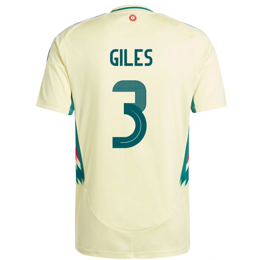 Danxen Mujer Camiseta Gales Luey Giles #3 Beige Amarillo 2ª Equipación 24-26 La Camisa México