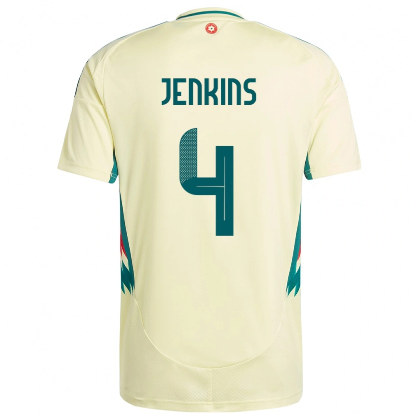 Danxen Mujer Camiseta Gales Lee Jenkins #4 Beige Amarillo 2ª Equipación 24-26 La Camisa México
