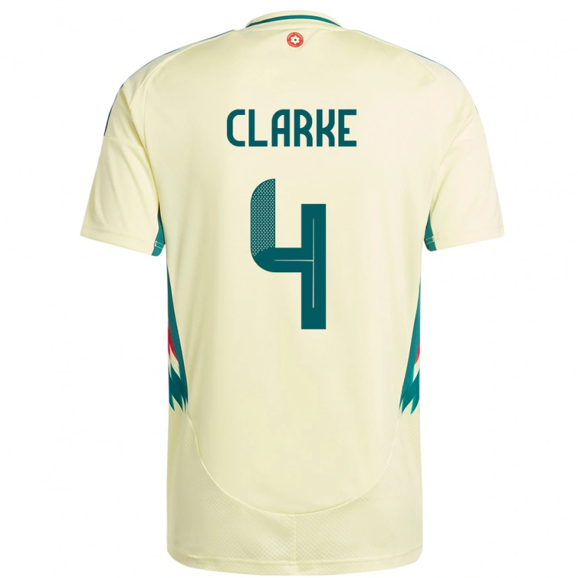 Danxen Mujer Camiseta Gales Brayden Clarke #4 Beige Amarillo 2ª Equipación 24-26 La Camisa México