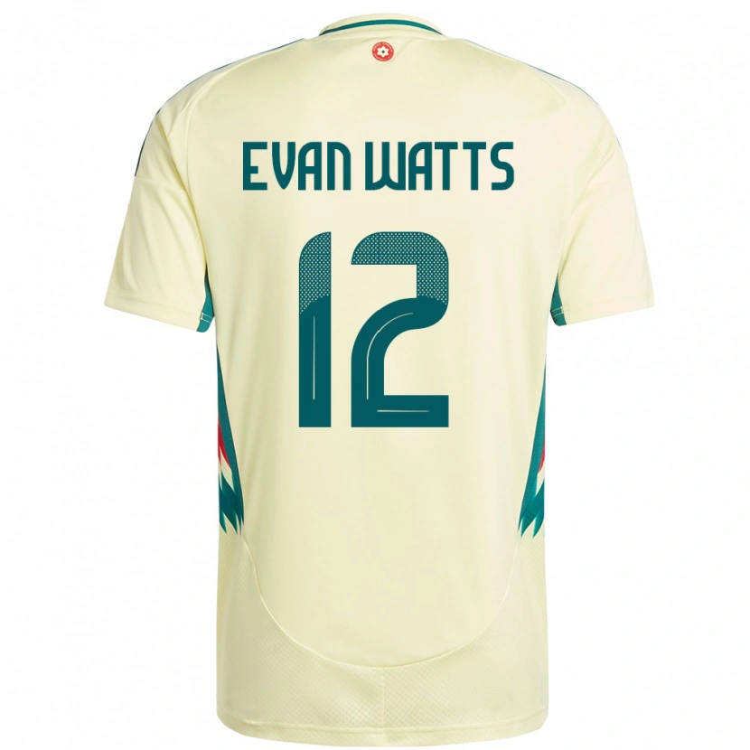 Danxen Mujer Camiseta Gales Evan Watts #12 Beige Amarillo 2ª Equipación 24-26 La Camisa México