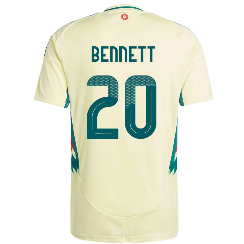 Danxen Mujer Camiseta Gales Aaron Bennett #20 Beige Amarillo 2ª Equipación 24-26 La Camisa México