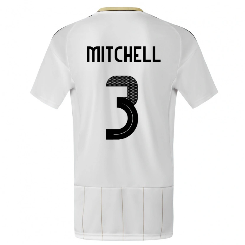 Danxen Mujer Camiseta Costa Rica Jeyland Mitchell #3 Blanco 2ª Equipación 24-26 La Camisa México