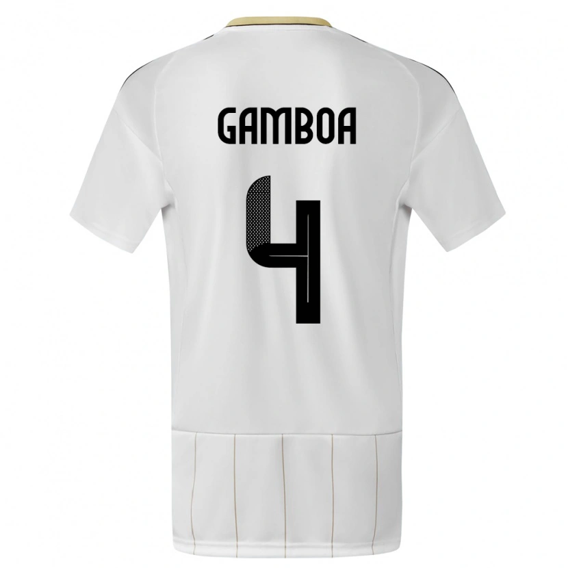 Danxen Mujer Camiseta Costa Rica Alexis Gamboa #4 Blanco 2ª Equipación 24-26 La Camisa México