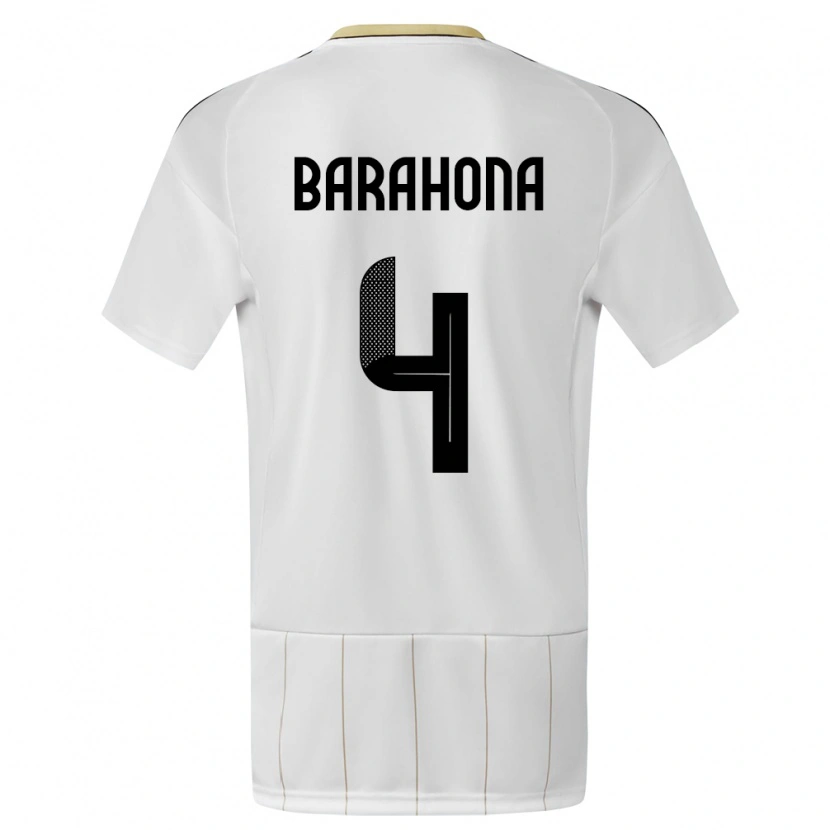 Danxen Mujer Camiseta Costa Rica Carlos Barahona #4 Blanco 2ª Equipación 24-26 La Camisa México