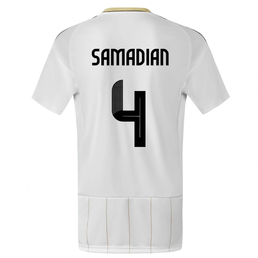 Danxen Mujer Camiseta Costa Rica Farbod Samadian #4 Blanco 2ª Equipación 24-26 La Camisa México