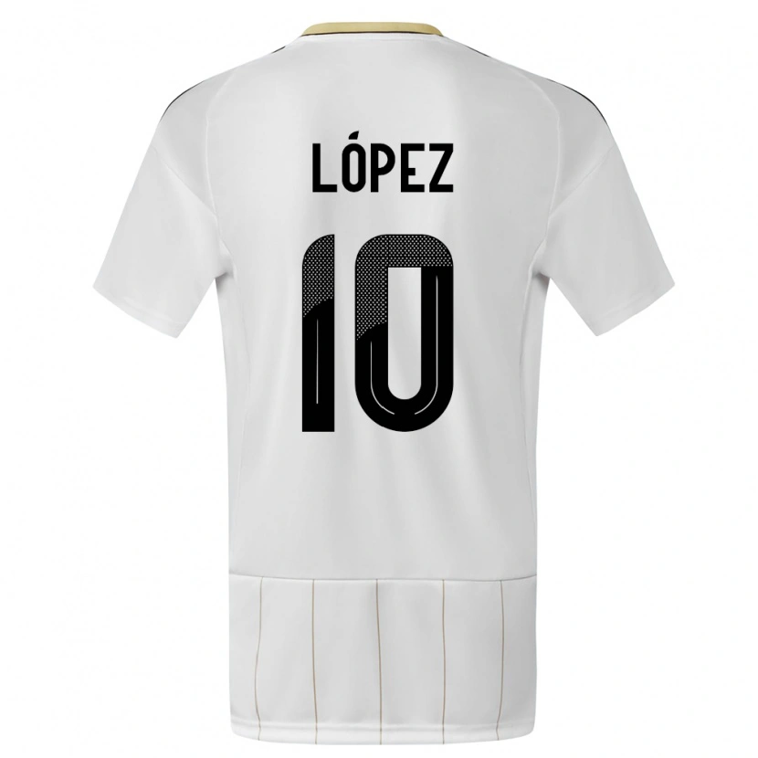 Danxen Mujer Camiseta Costa Rica Sebastián López #10 Blanco 2ª Equipación 24-26 La Camisa México