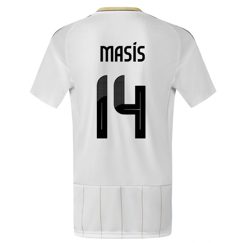 Danxen Mujer Camiseta Costa Rica Dylan Masís #14 Blanco 2ª Equipación 24-26 La Camisa México