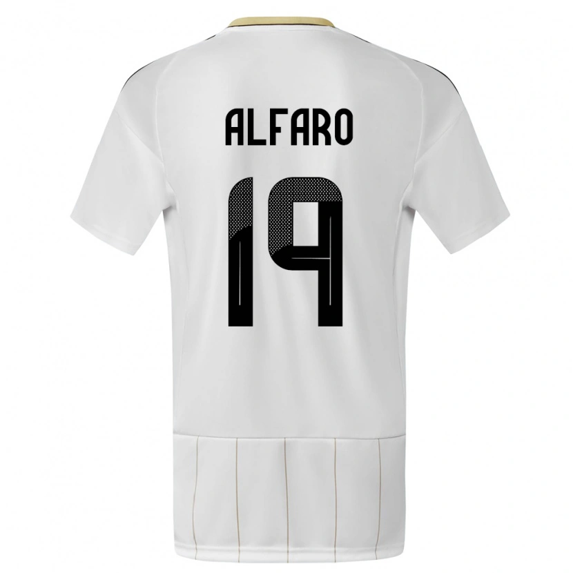Danxen Mujer Camiseta Costa Rica Leonardo Alfaro #19 Blanco 2ª Equipación 24-26 La Camisa México