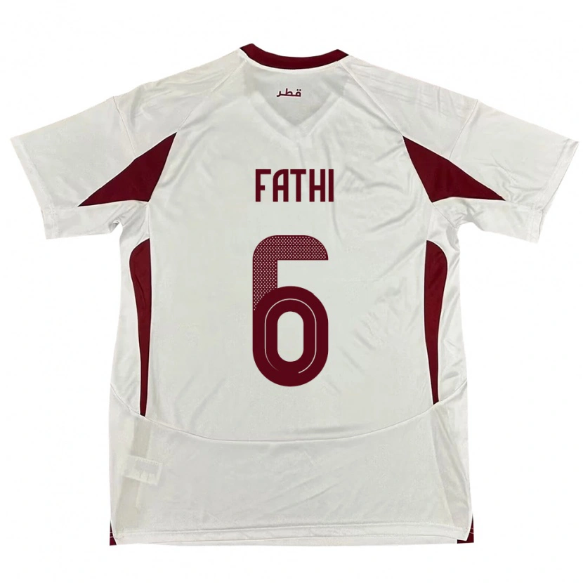 Danxen Mujer Camiseta Catar Ahmed Fathi #6 Blanco 2ª Equipación 24-26 La Camisa México