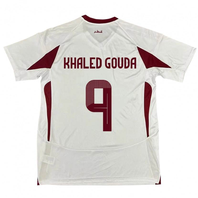 Danxen Mujer Camiseta Catar Mohamed Khaled Gouda #9 Blanco 2ª Equipación 24-26 La Camisa México