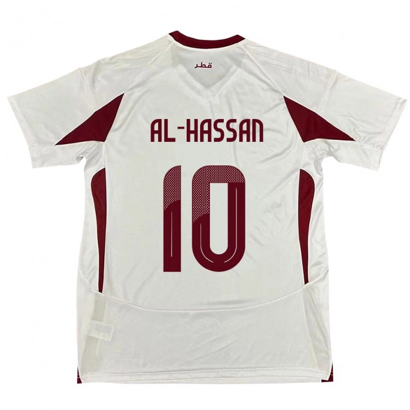 Danxen Mujer Camiseta Catar Ibrahim Al-Hassan #10 Blanco 2ª Equipación 24-26 La Camisa México