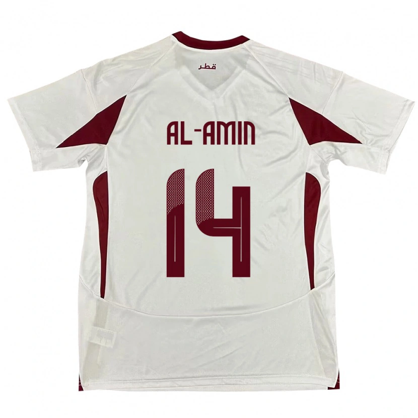 Danxen Mujer Camiseta Catar Homam Al-Amin #14 Blanco 2ª Equipación 24-26 La Camisa México