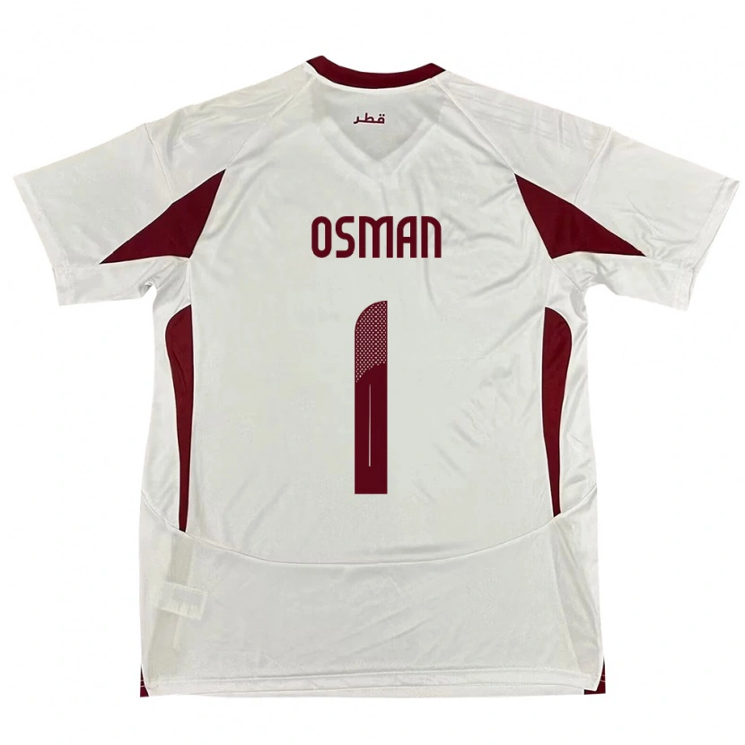 Danxen Mujer Camiseta Catar Abubaker Osman #1 Blanco 2ª Equipación 24-26 La Camisa México