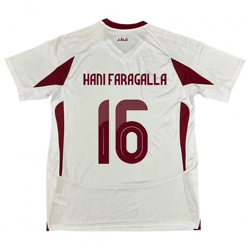 Danxen Mujer Camiseta Catar Mohamed Hani Faragalla #16 Blanco 2ª Equipación 24-26 La Camisa México
