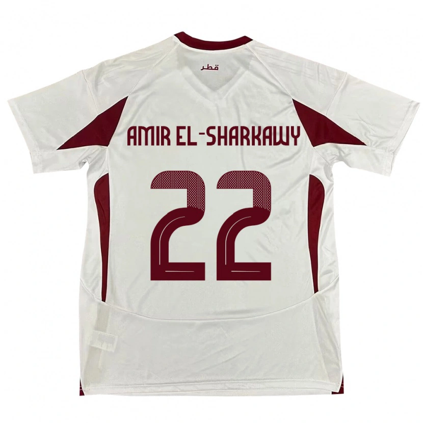 Danxen Mujer Camiseta Catar Galal Amir El-Sharkawy #22 Blanco 2ª Equipación 24-26 La Camisa México