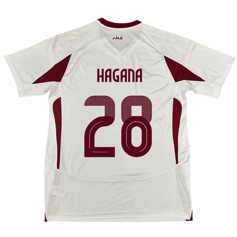Danxen Mujer Camiseta Catar Ahmed Hagana #28 Blanco 2ª Equipación 24-26 La Camisa México