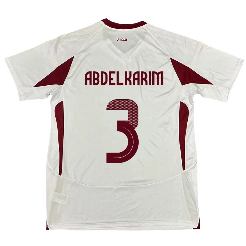 Danxen Mujer Camiseta Catar Abdelkarim Hassan #3 Blanco 2ª Equipación 24-26 La Camisa México